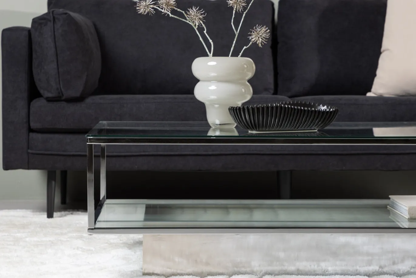 Fjôrd Salontafel Maglehem Zilver Chrome Helder Glas