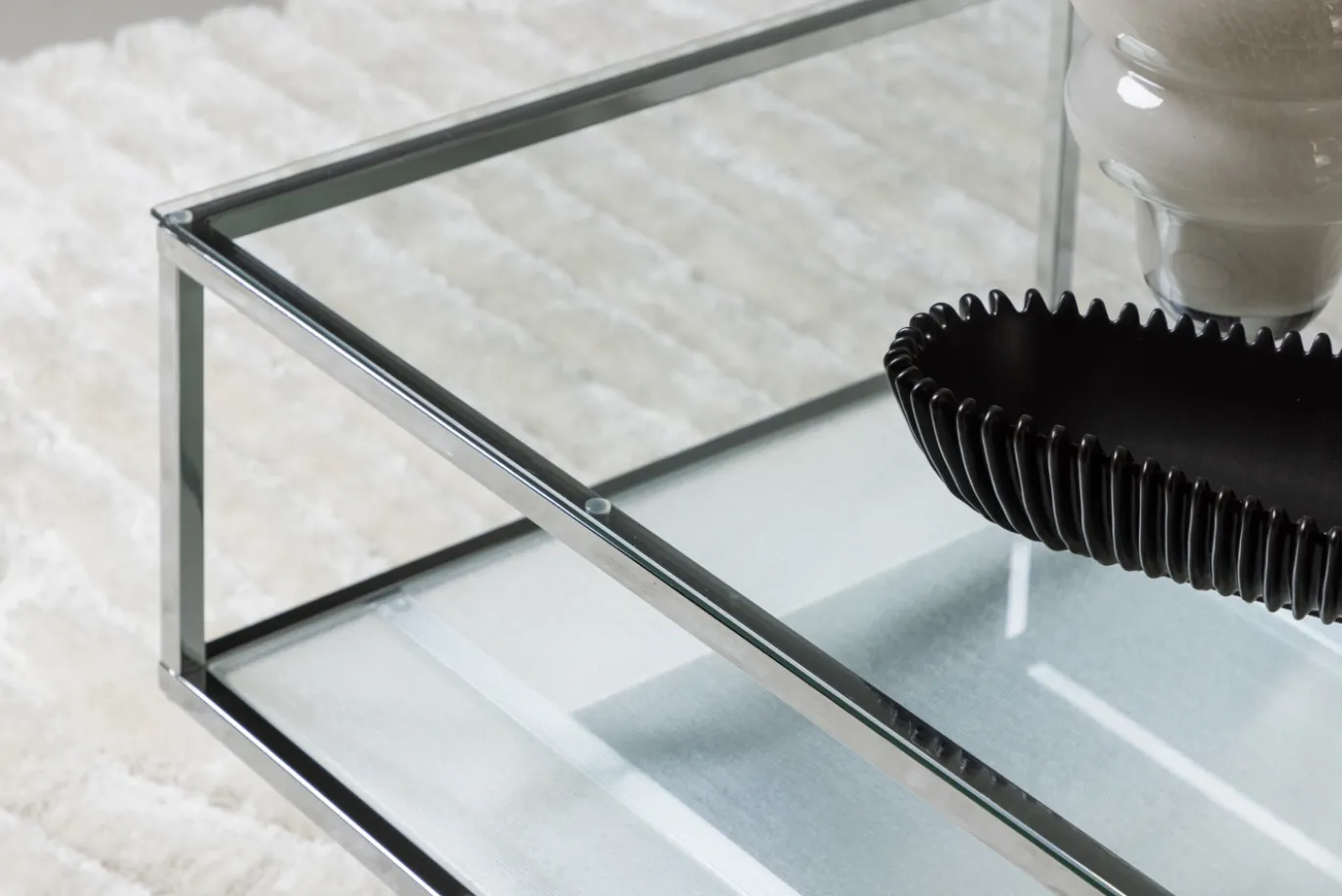 Fjôrd Salontafel Maglehem Zilver Chrome Helder Glas