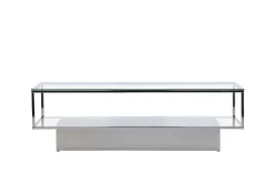 Fjôrd Salontafel Maglehem Zilver Chrome Helder Glas