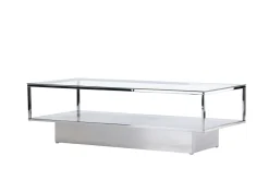 Fjôrd Salontafel Maglehem Zilver Chrome Helder Glas