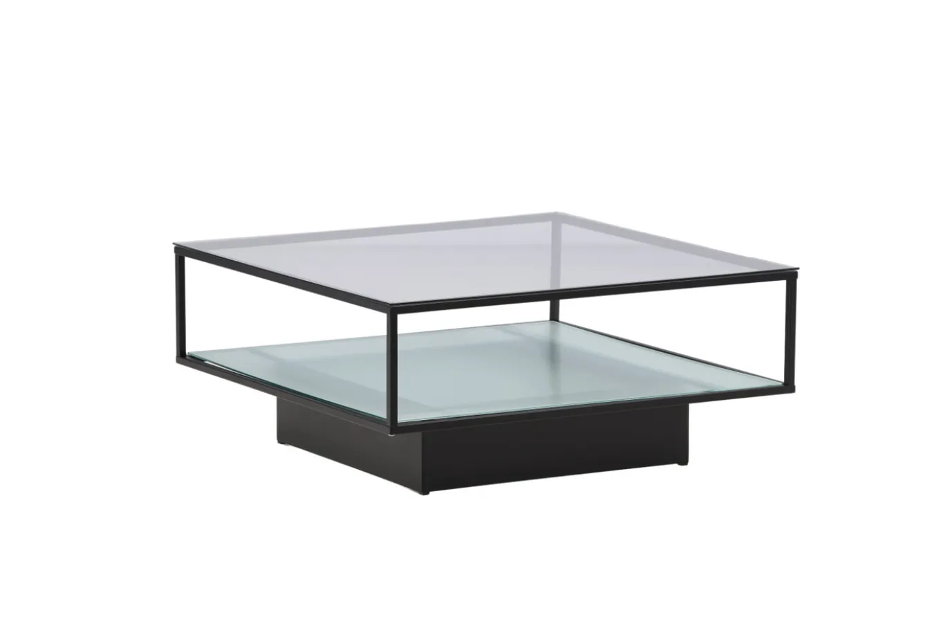 Fjôrd Salontafel Maglehem Zwart met Helder Glas 90cm