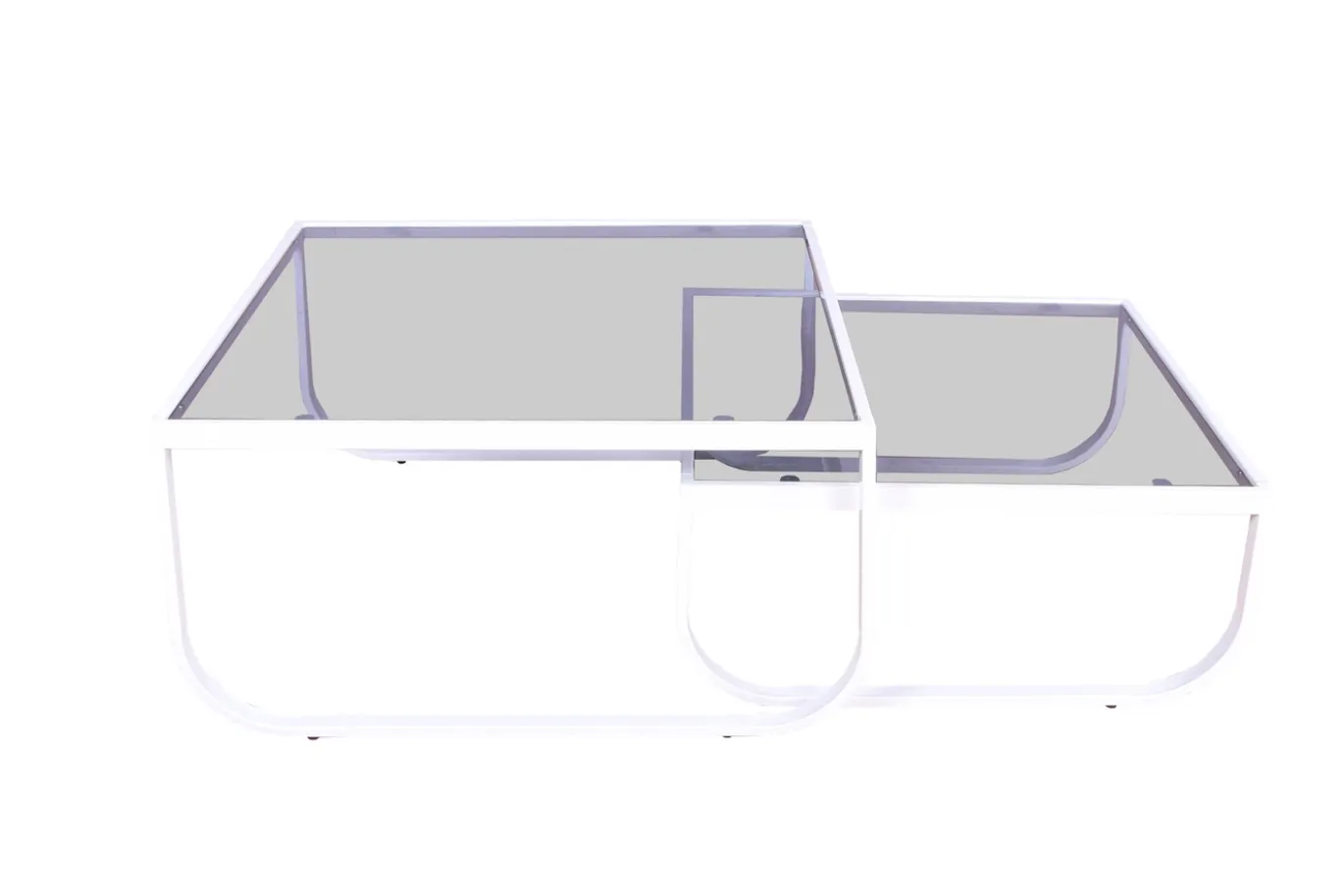 Fjôrd Salontafel Rocker Set Of 2 Wit Smokey Glas