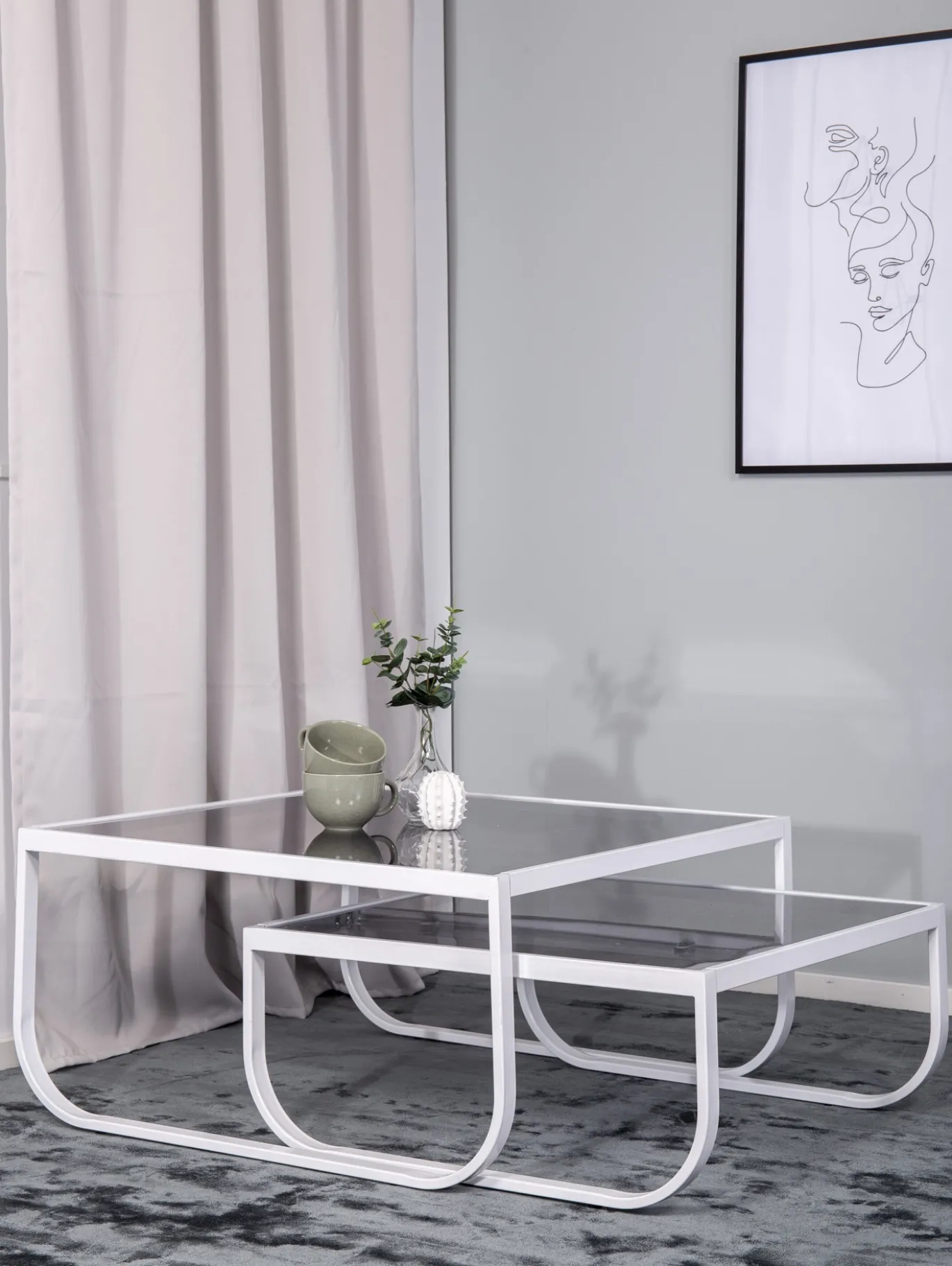 Fjôrd Salontafel Rocker Set Of 2 Wit Smokey Glas