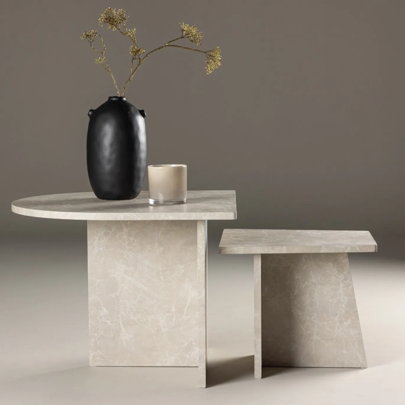 Fjôrd Salontafel Sala 60x60cm en 40x40cm Marmerlook
