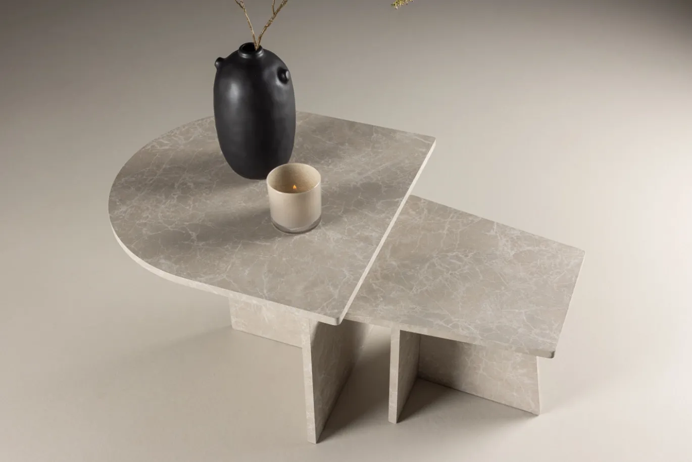 Fjôrd Salontafel Sala 60x60cm en 40x40cm Marmerlook
