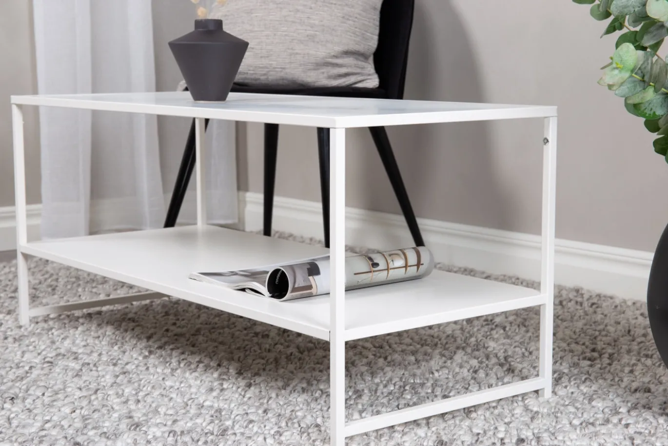 Fjôrd Salontafel Staal Wit 43x102cm