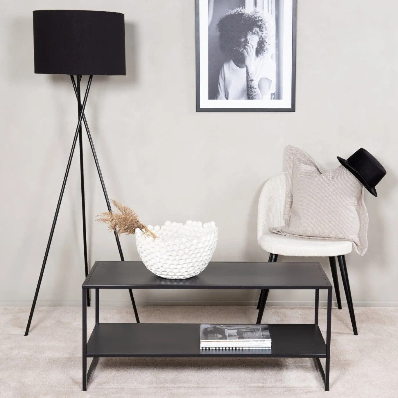 Fjôrd Salontafel Staal Zwart 43x102cm