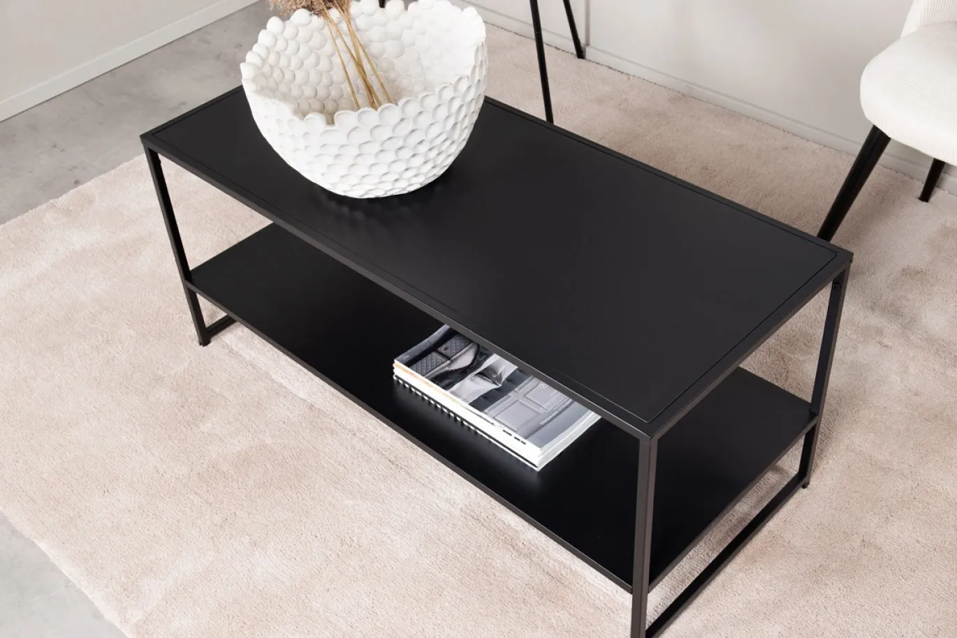 Fjôrd Salontafel Staal Zwart 43x102cm