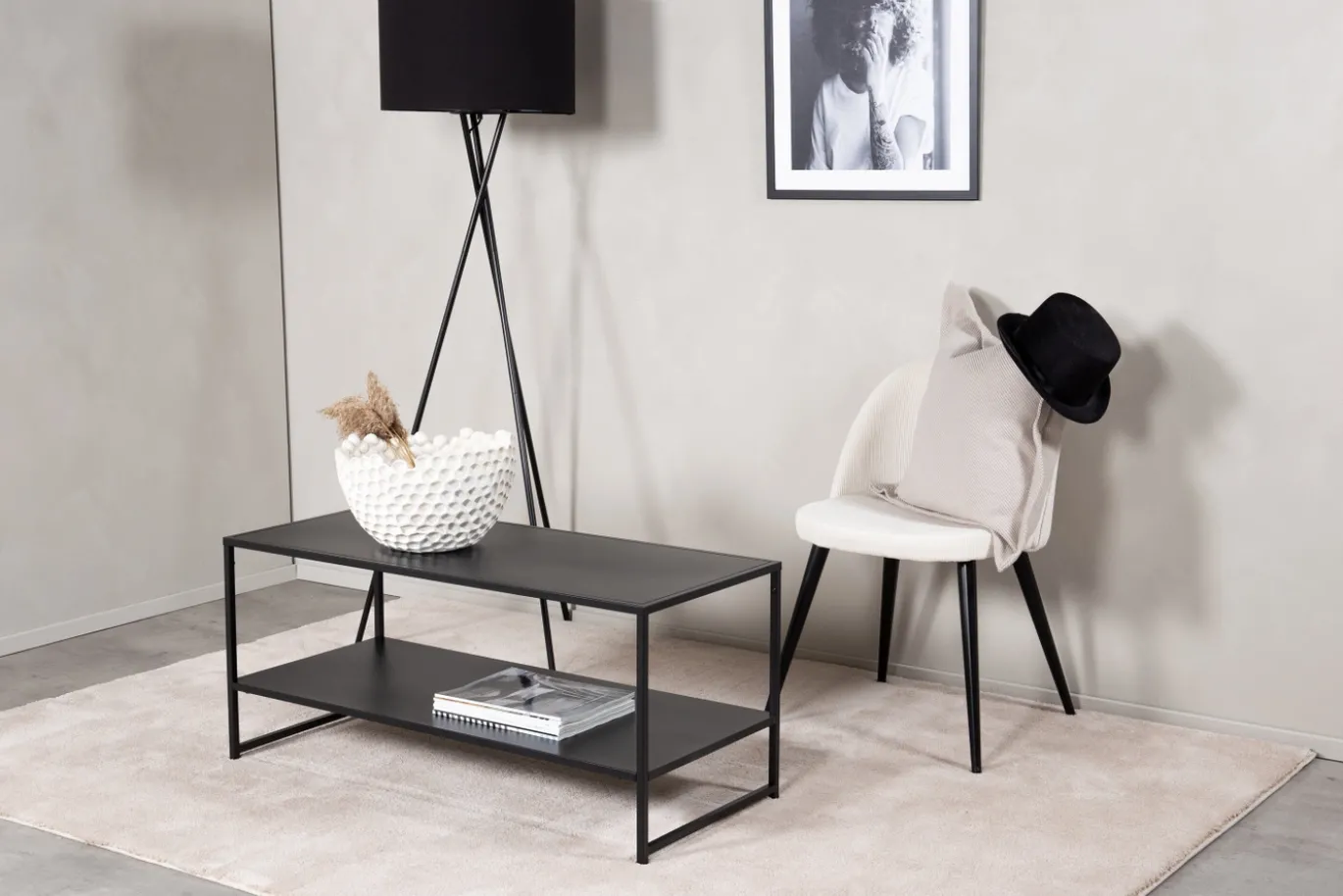 Fjôrd Salontafel Staal Zwart 43x102cm