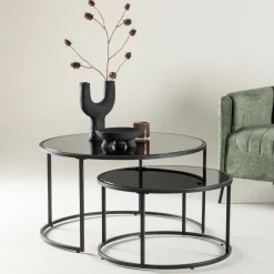 Fjôrd Salontafel Twin Ø79,5+ø59,5cm Zwart