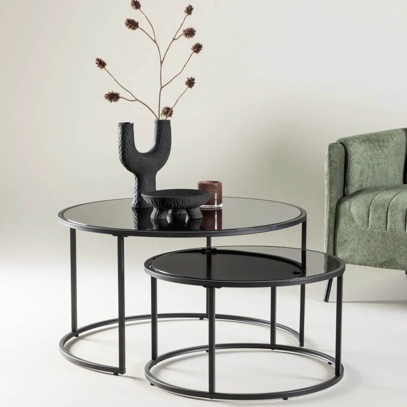 Fjôrd Salontafel Twin Ø79,5+ø59,5cm Zwart
