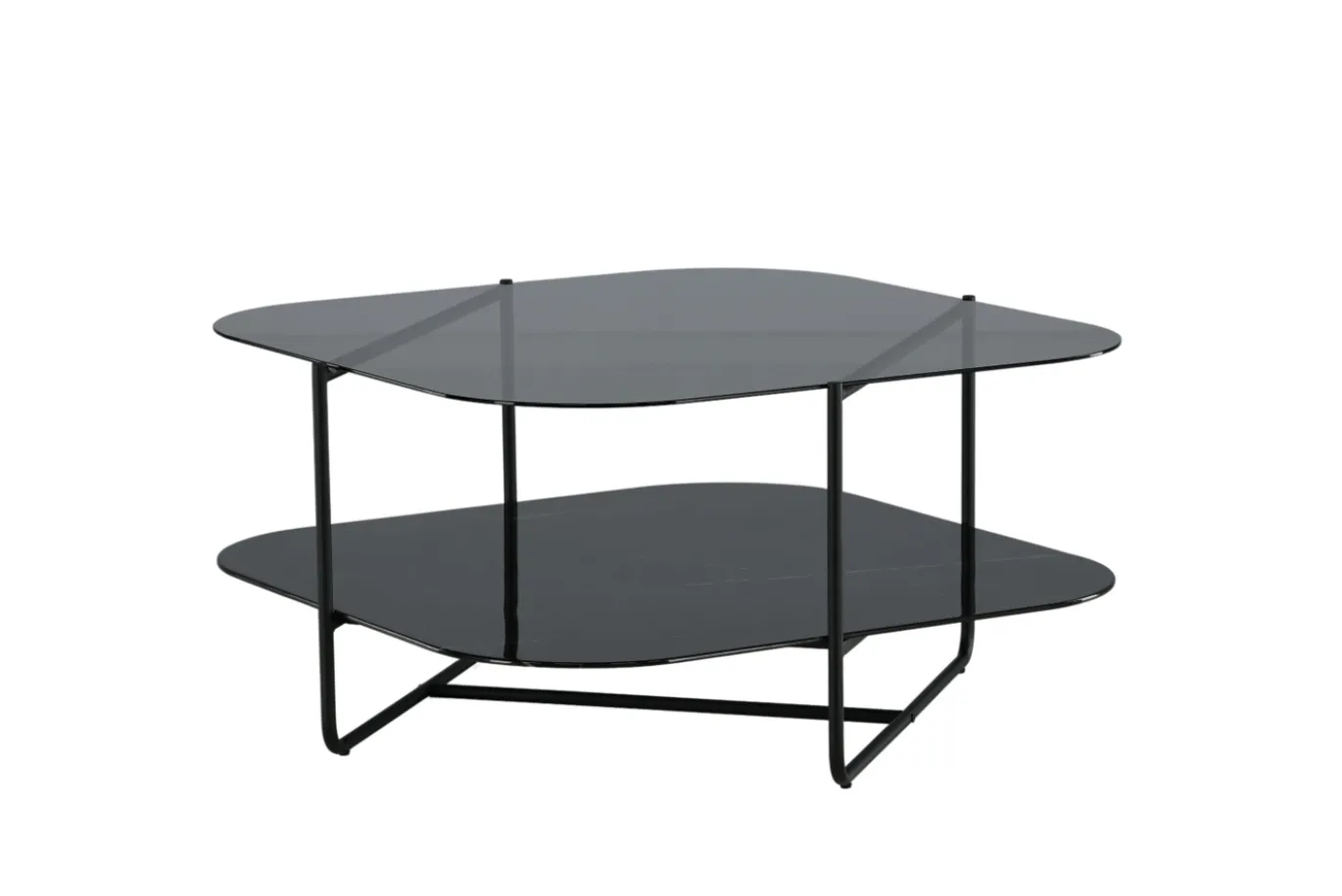 Fjôrd Salontafel Un-line Smoked Glas Met Zwarte Poot