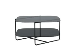 Fjôrd Salontafel Un-line Smoked Glas Met Zwarte Poot