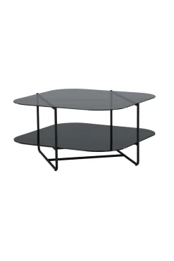 Fjôrd Salontafel Un-line Smoked Glas Met Zwarte Poot