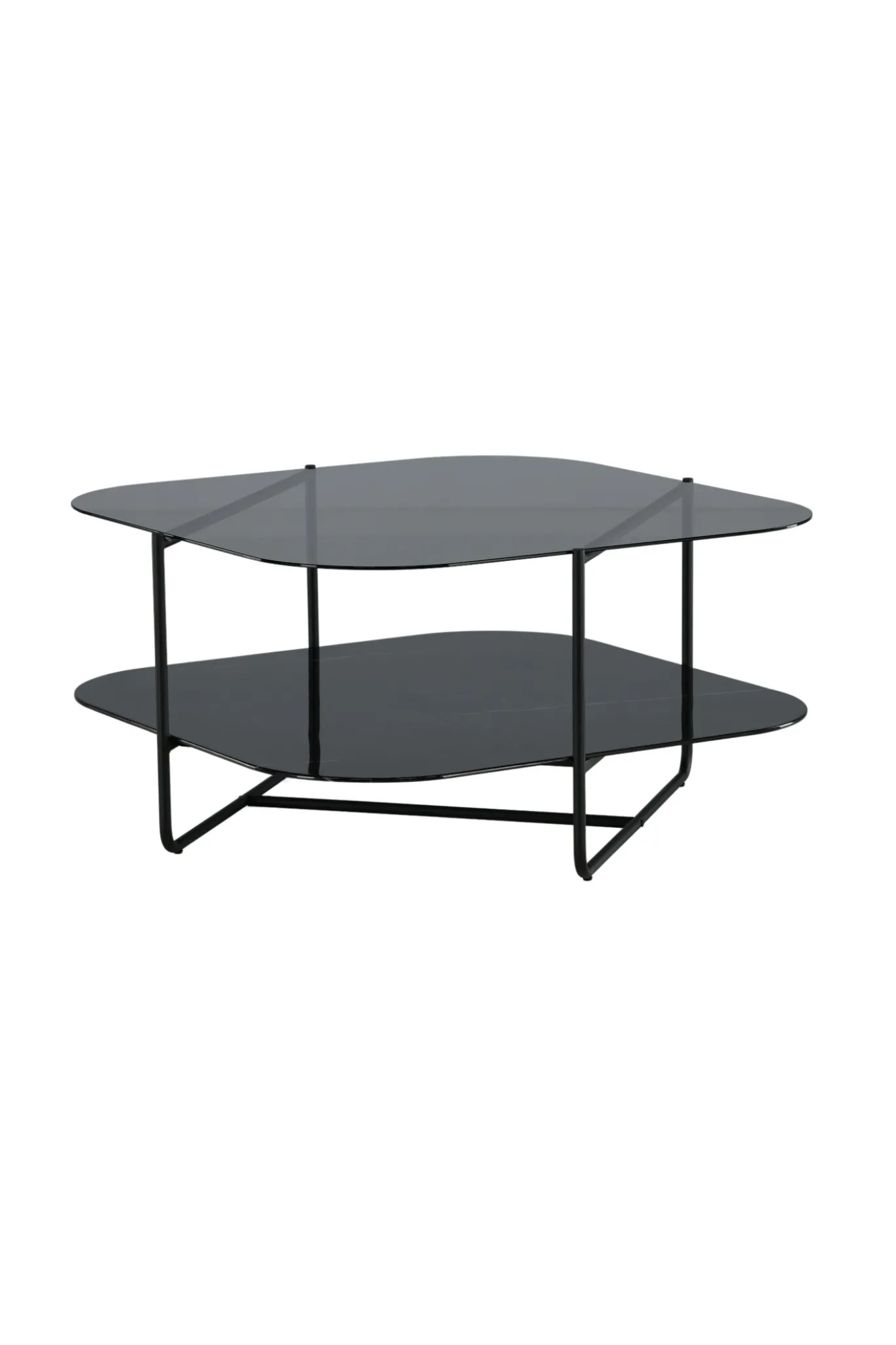 Fjôrd Salontafel Un-line Smoked Glas Met Zwarte Poot