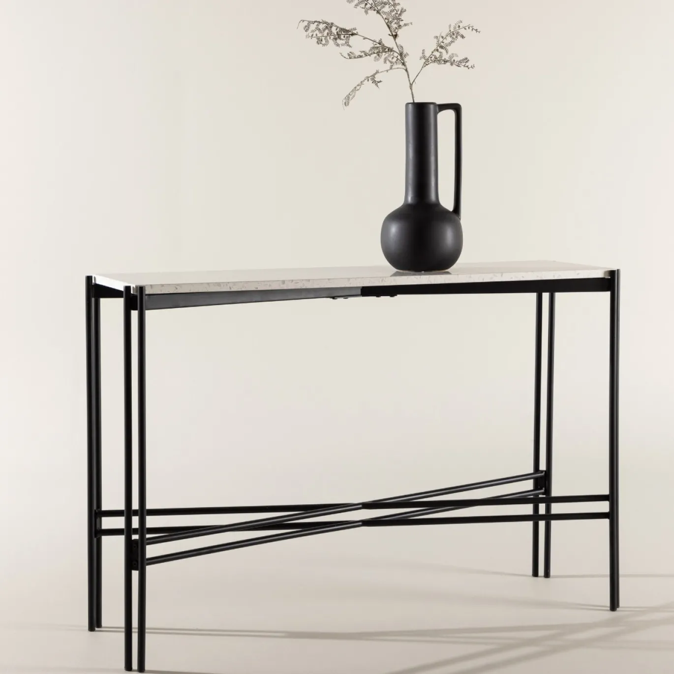 Fjôrd Sidetable Razzia 110x30x75cm Wit Terazzo