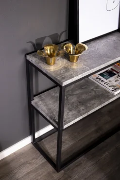 Fjôrd Sidetable Rise Dubbel Zwart/Beton 110x30x70cm