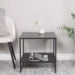 Fjôrd Sidetable Staal Zwart 50x50cm