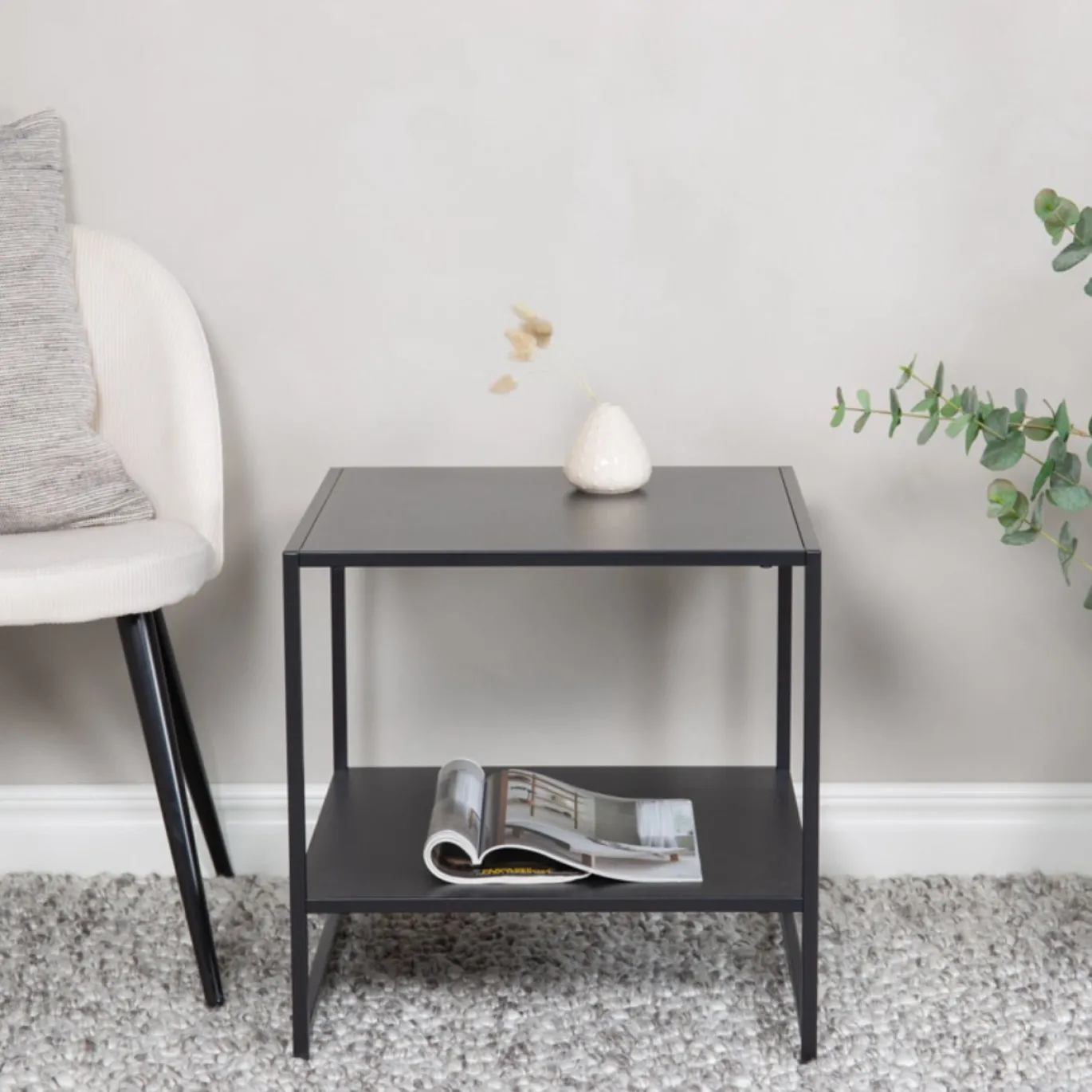 Fjôrd Sidetable Staal Zwart 50x50cm