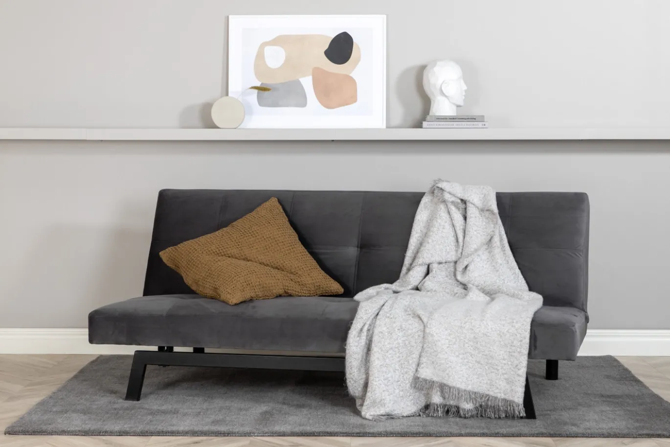 Fjôrd Slaapbank Bodil Donkergrijs Velvet 180cm