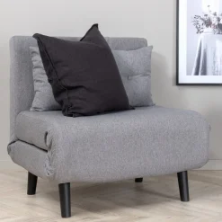 Fjôrd Slaapfauteuil Vicky Single Zwart Staal Grijs Stof