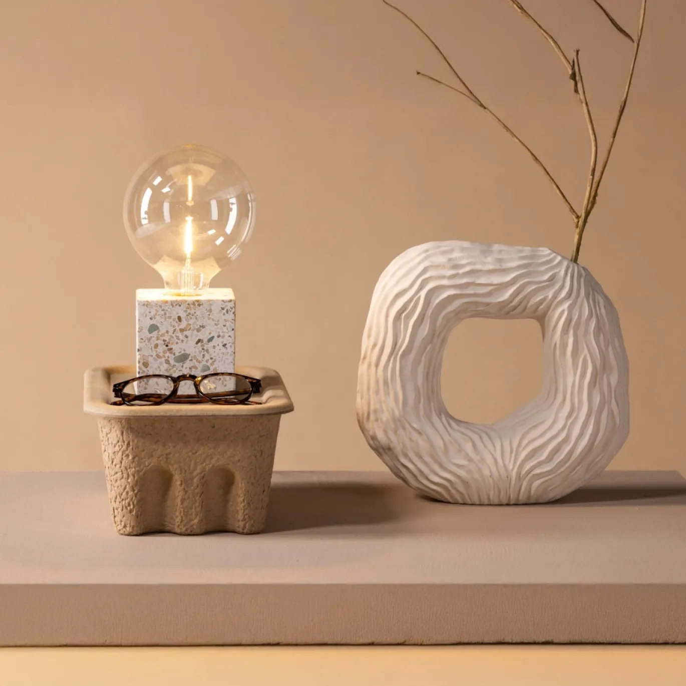 Fjôrd Tafellamp Rilche Grijs Glas