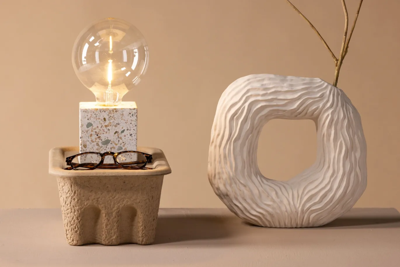 Fjôrd Tafellamp Rilche Grijs Glas