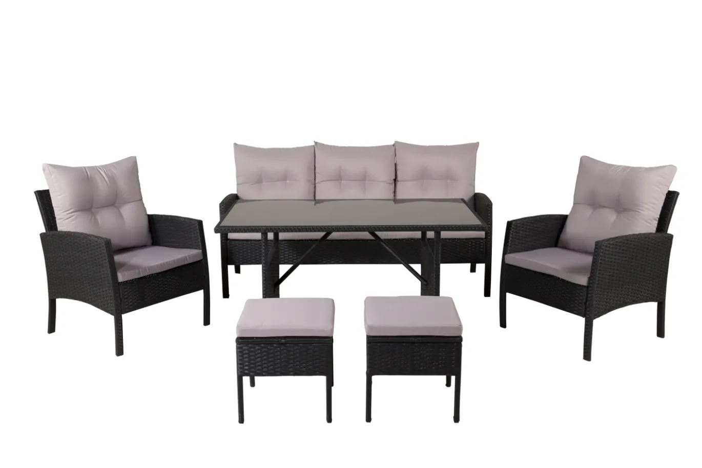 Fjôrd Tuinset Knock Set Zwart Wicker Grijs