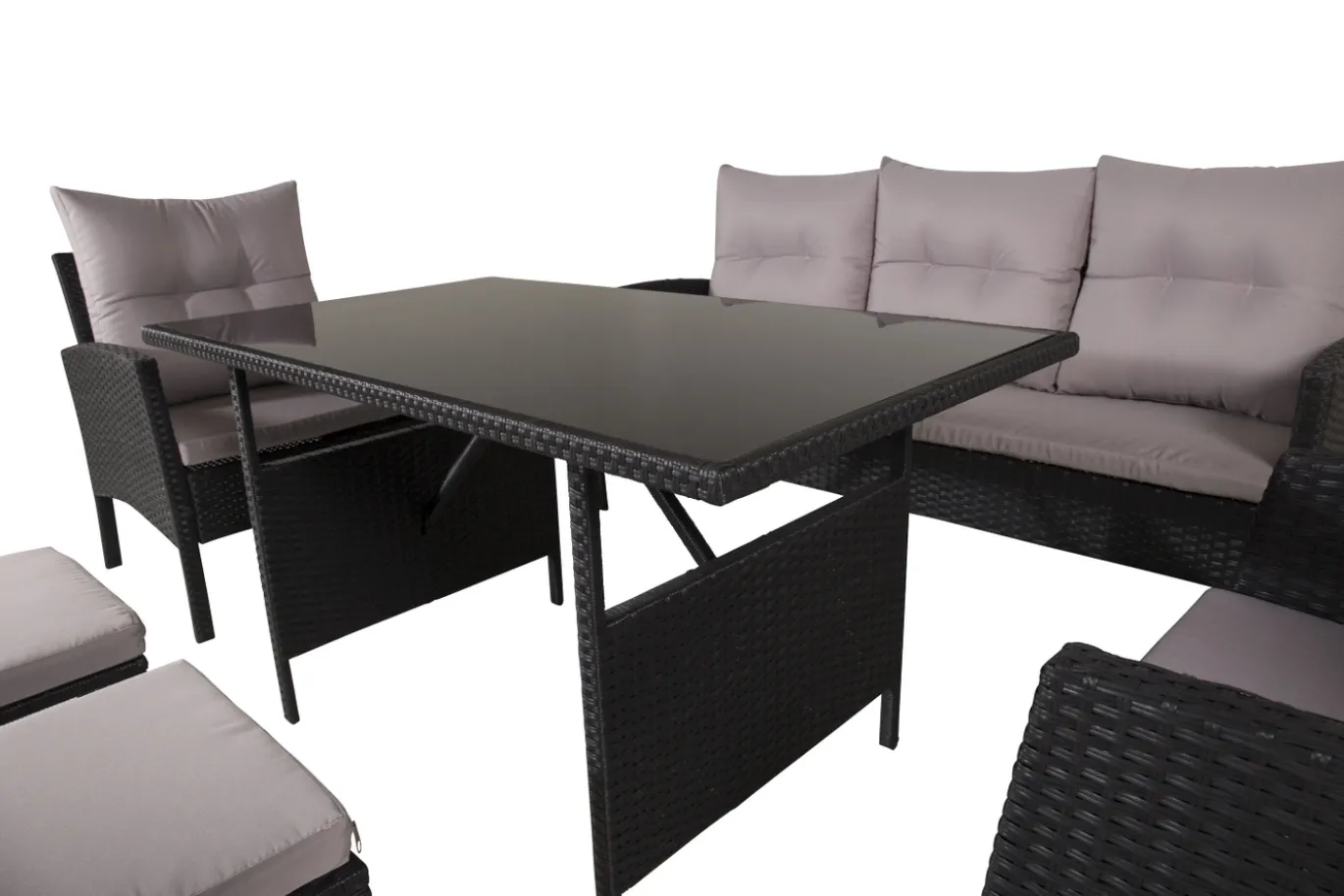 Fjôrd Tuinset Knock Set Zwart Wicker Grijs