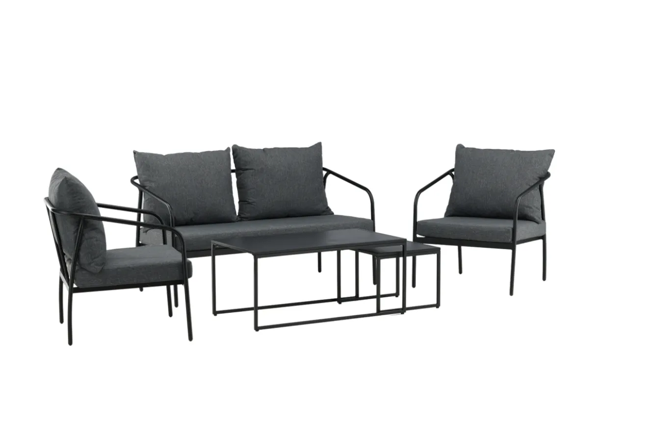Fjôrd Tuinset Sopot Set- Zwart/Grijs Staal