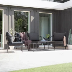 Fjôrd Tuinset Sopot Set- Zwart/Grijs Staal