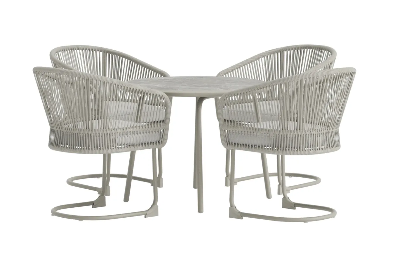 Fjôrd Tuinset Tilos Rond Lichtgrijs Wicker Beige 5-delig