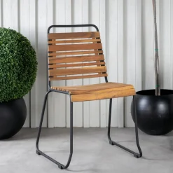 Fjôrd Tuinstoel Bois Naturel Acaciahout/Staal
