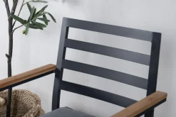 Fjôrd Tuinstoel Brasilia Zwart Aluminium/Teakhout