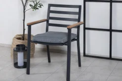 Fjôrd Tuinstoel Brasilia Zwart Aluminium/Teakhout