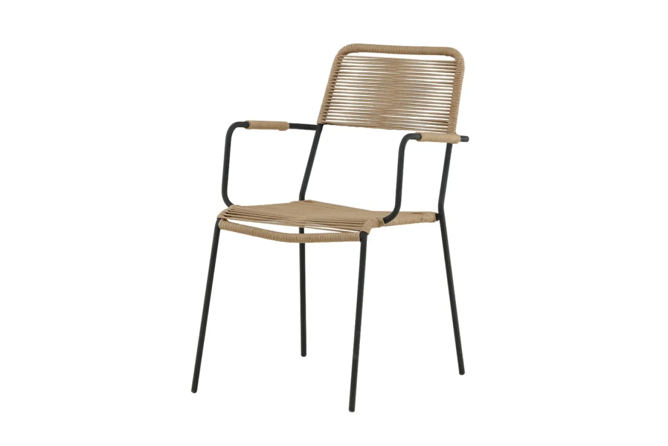 Fjôrd Tuinstoel Lindos Zwart Aluminium Latte Touw