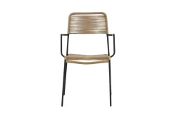 Fjôrd Tuinstoel Lindos Zwart Aluminium Latte Touw
