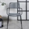 Fjôrd Tuinstoel Lindos Zwart Alu Grijs Touw Met Armleuning