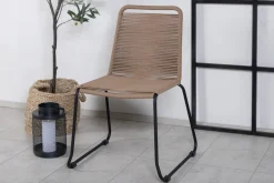 Fjôrd Tuinstoel Lindos Zwart Alu Latte Touw