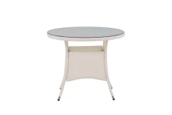 Fjôrd Tuintafel Volta Rond Wit Wicker/Glas Ø90cm