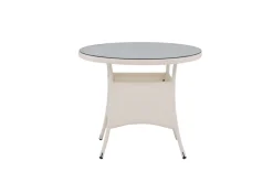 Fjôrd Tuintafel Volta Rond Wit Wicker/Glas Ø90cm