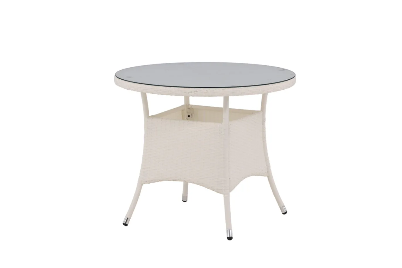 Fjôrd Tuintafel Volta Rond Wit Wicker/Glas Ø90cm