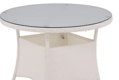 Fjôrd Tuintafel Volta Rond Wit Wicker/Glas Ø90cm