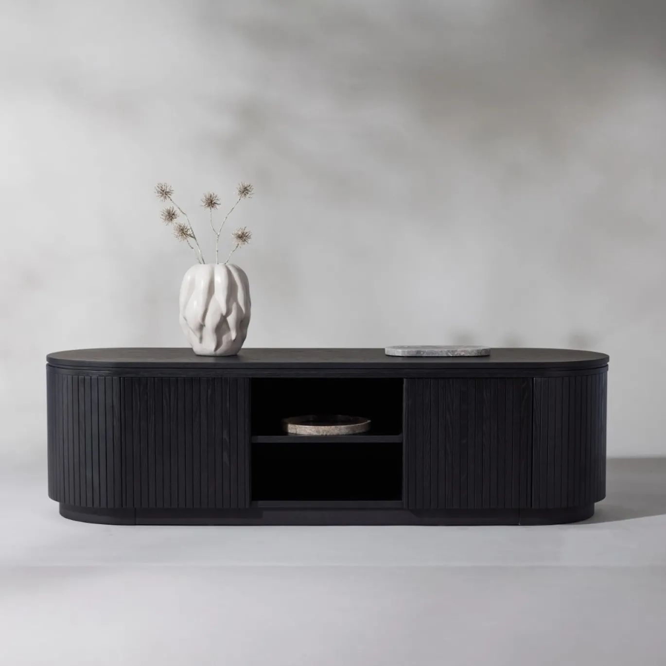Fjôrd Tv-meubel Fjällbacka MDF Fineer Zwart 160cm