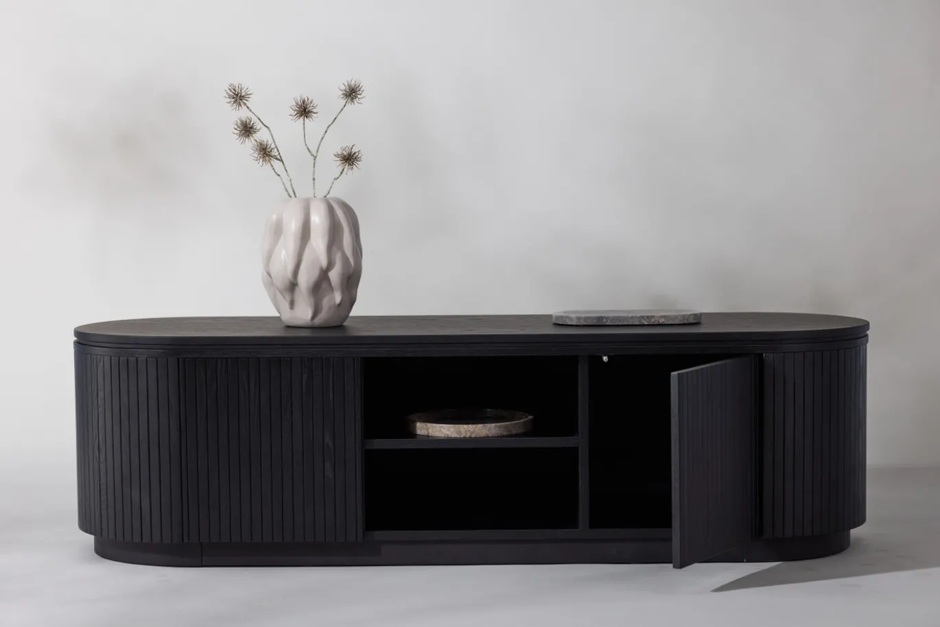 Fjôrd Tv-meubel Fjällbacka MDF Fineer Zwart 160cm