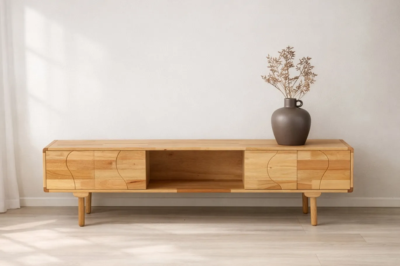 Fjôrd Tv-meubel Skärhamn Rubberhout Naturel 200cm