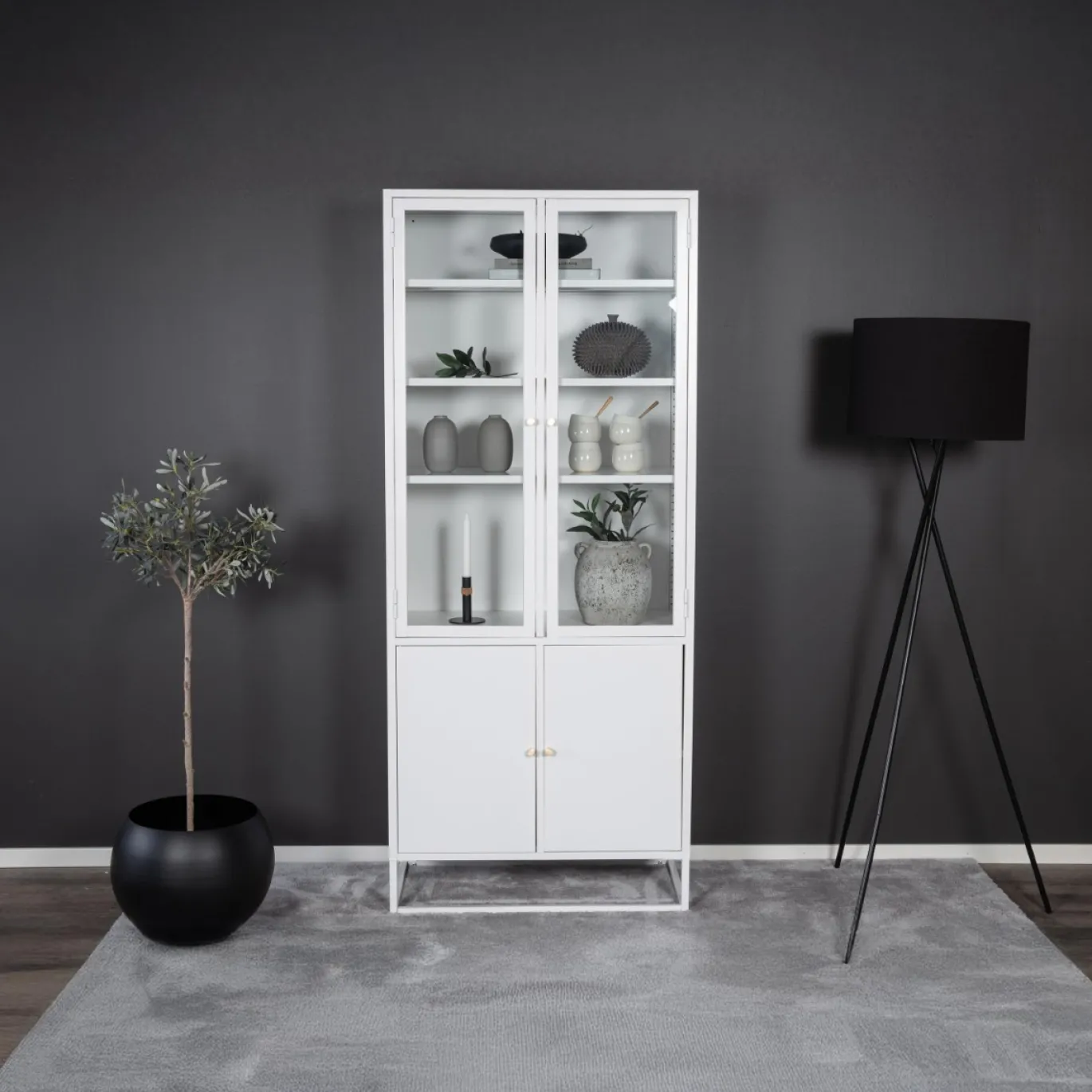Fjôrd Vitrinekast Bakal Wit 190cm