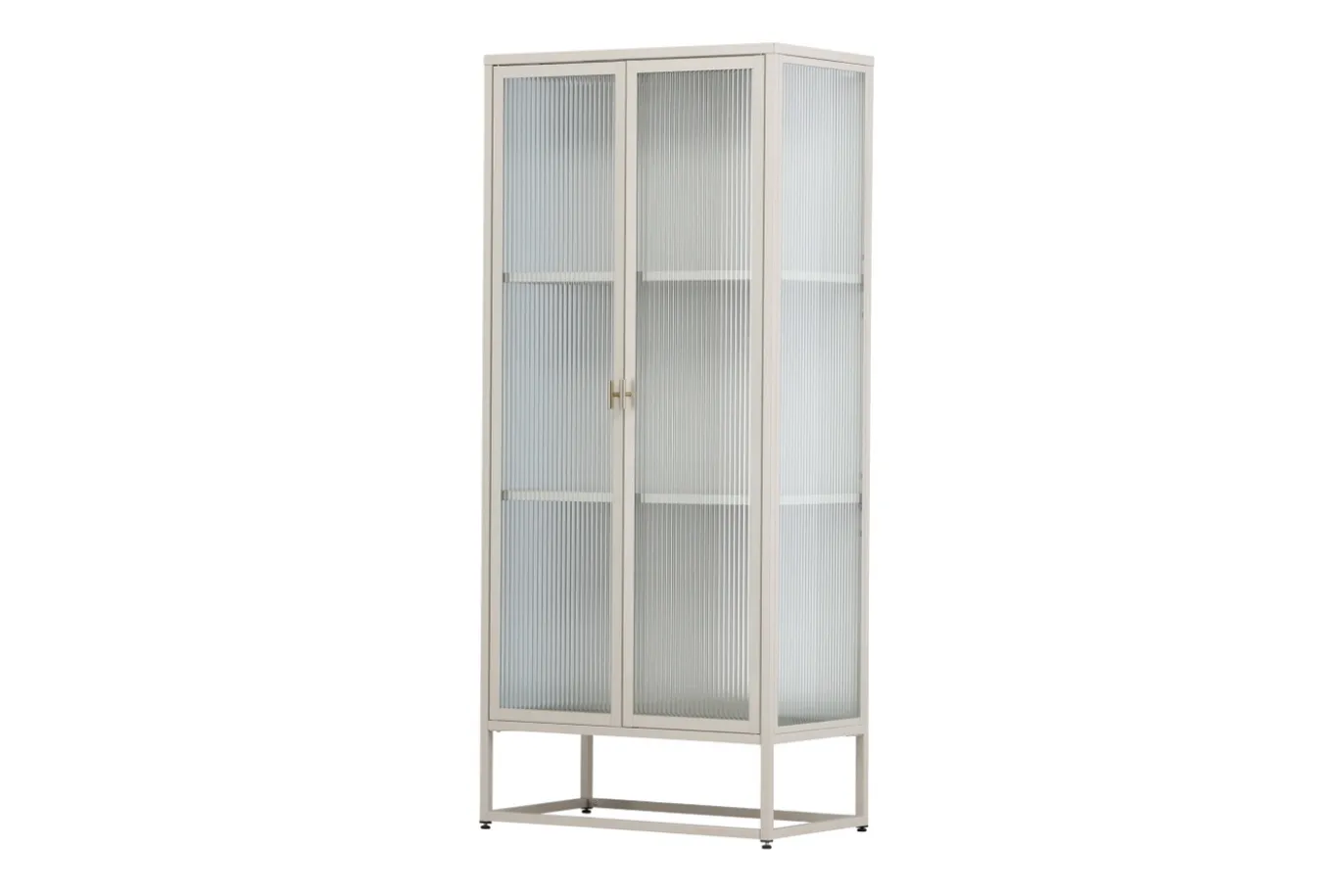 Fjôrd Vitrinekast Garis Hoog Staal Beige