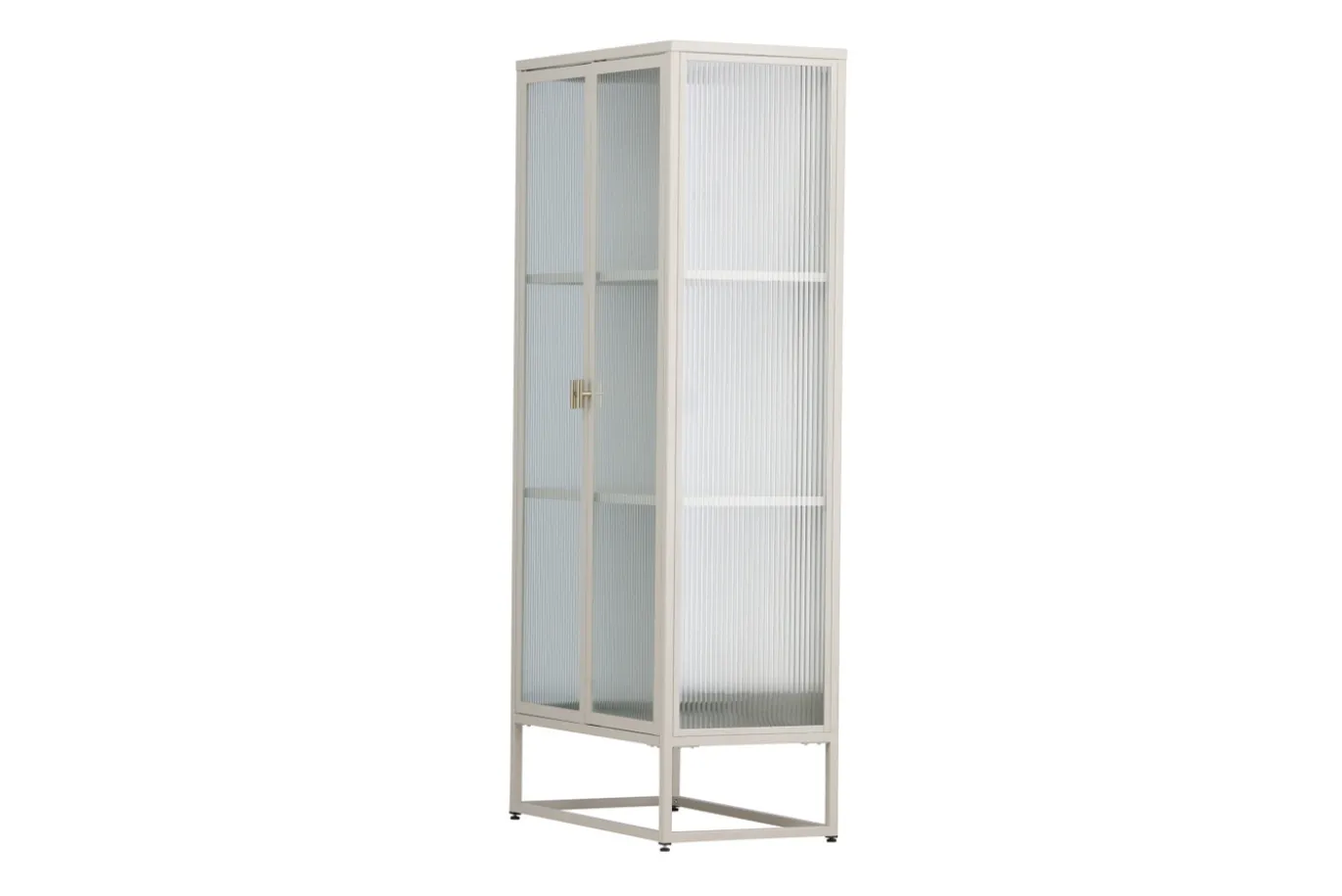 Fjôrd Vitrinekast Garis Hoog Staal Beige