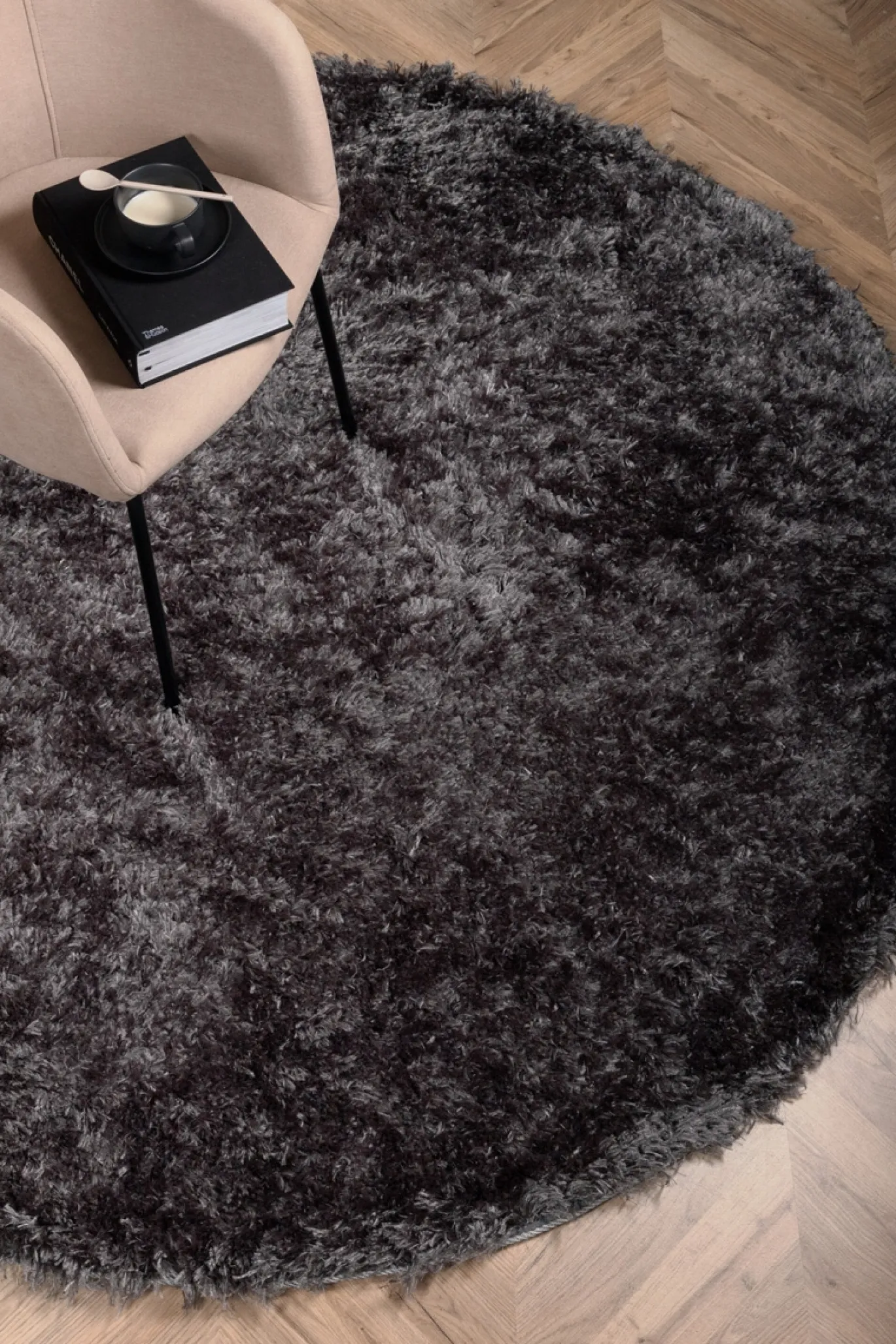 Fjôrd Vloerkleed Natta Donkergrijs Ø200cm